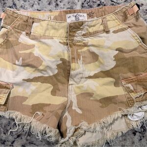 We The Free Camo Cargo Shorts - Tan and Cream